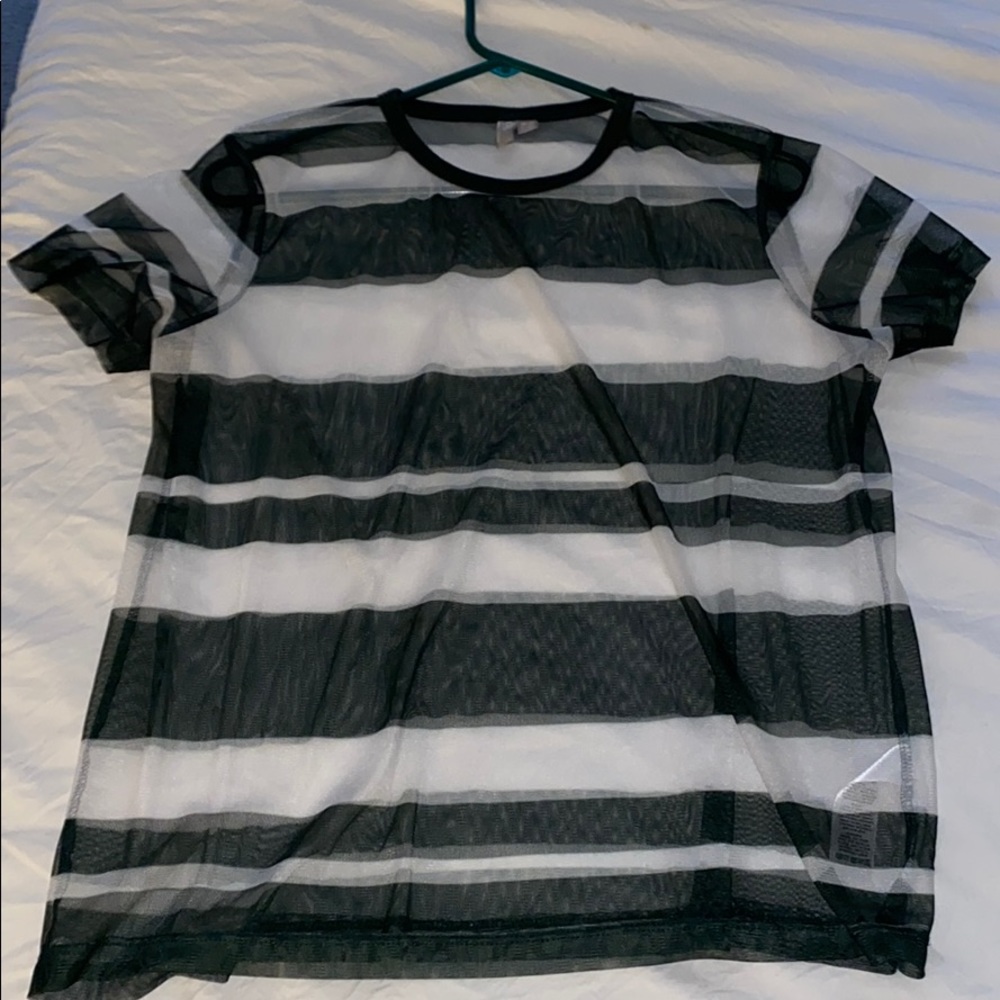 Sheer striped green tee